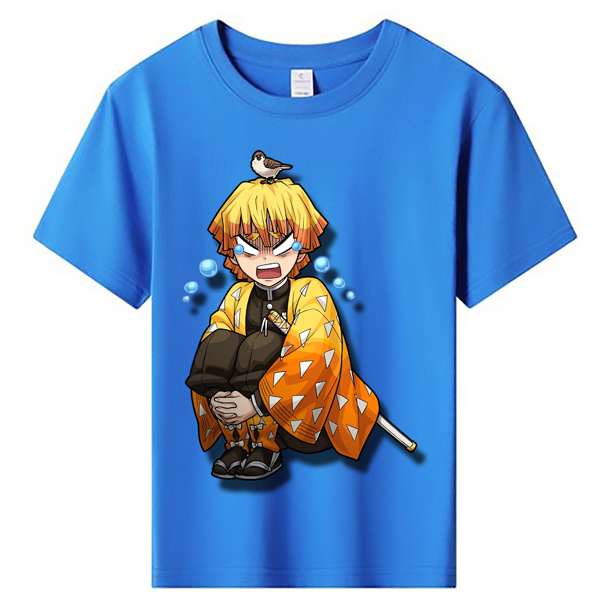 （画像用） 鬼滅の刃（きめつのやいば）我妻 善逸／あがつま ぜんいつ Agatsuma Zenitsu 綿100％キッズTシャツ（フロントプリント）